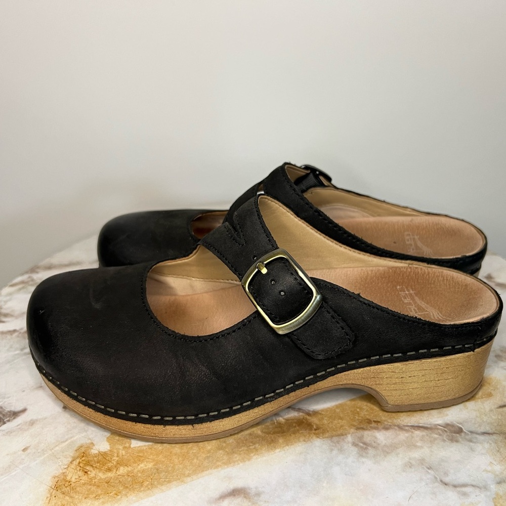 Dansko black size 38 Mary Jane open back clog